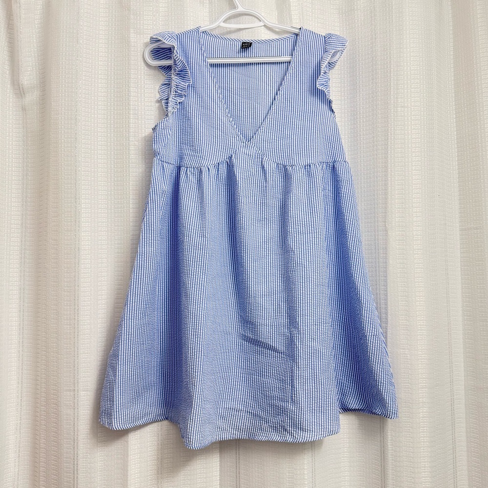 Blue Striped Sleeveless Dress